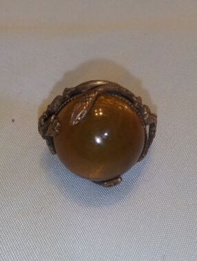 Vintage-Style Brown Tiger's Eye Orb Ring